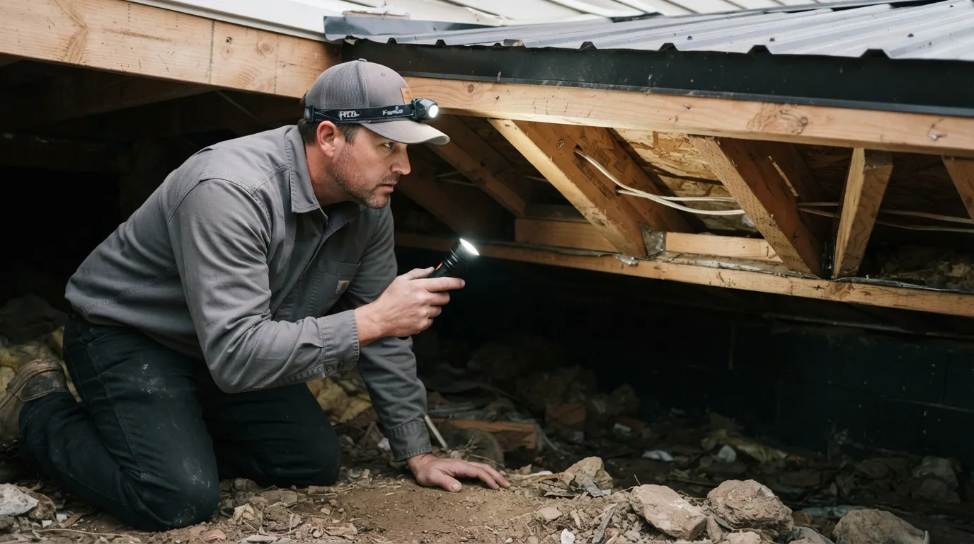 Checking a mobile home frame before a roof-over