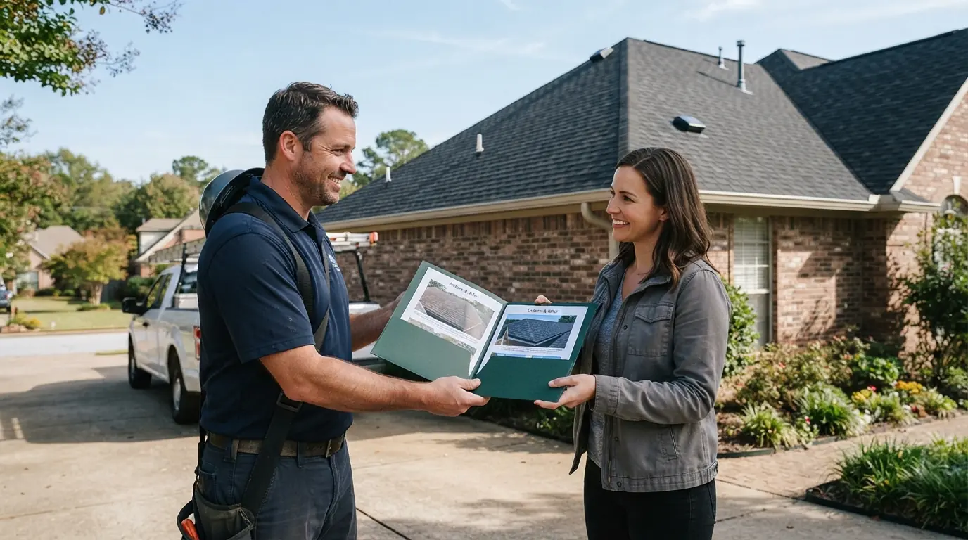 Handing over repair photos after an insurance claim