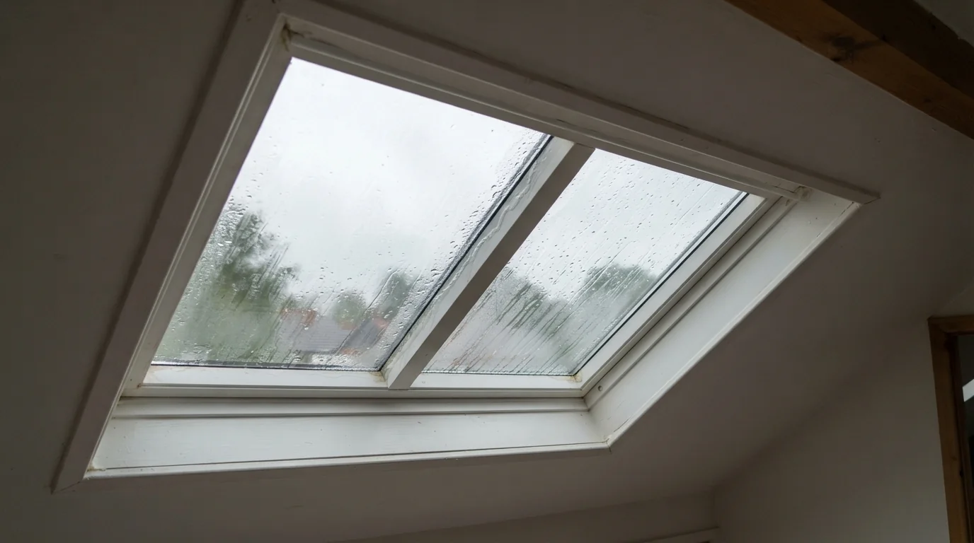 Fogged skylight glass from a failed seal