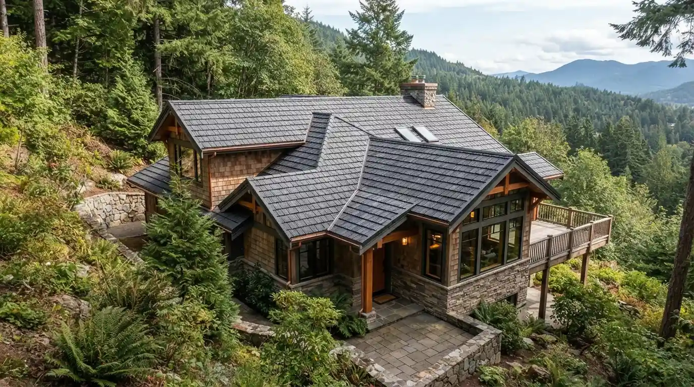 Stone-coated steel shake roof