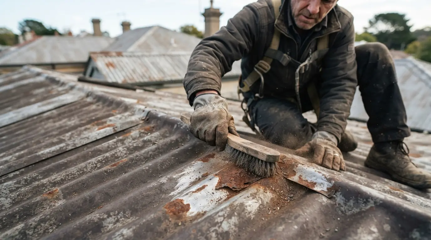 Treating rust on a metal roof
