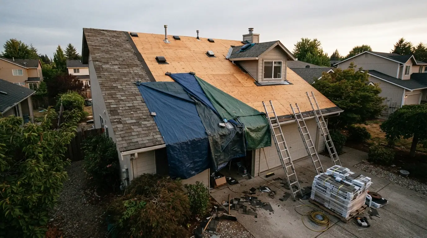 Protecting an open roof between work days