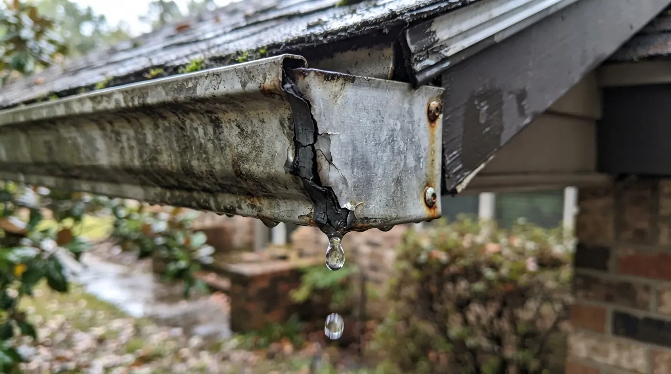Leaking gutter seam