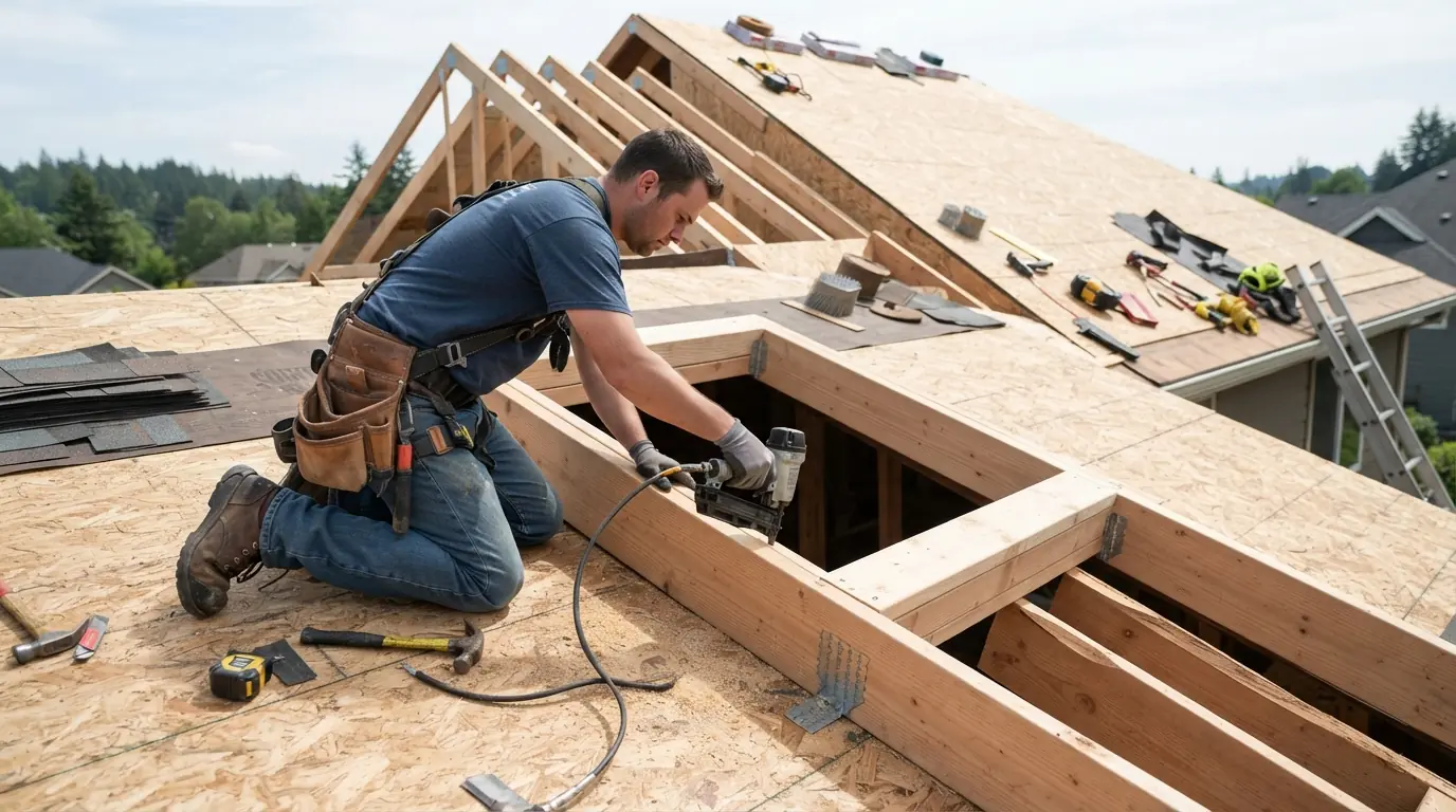 Framing a new skylight opening in San Jose