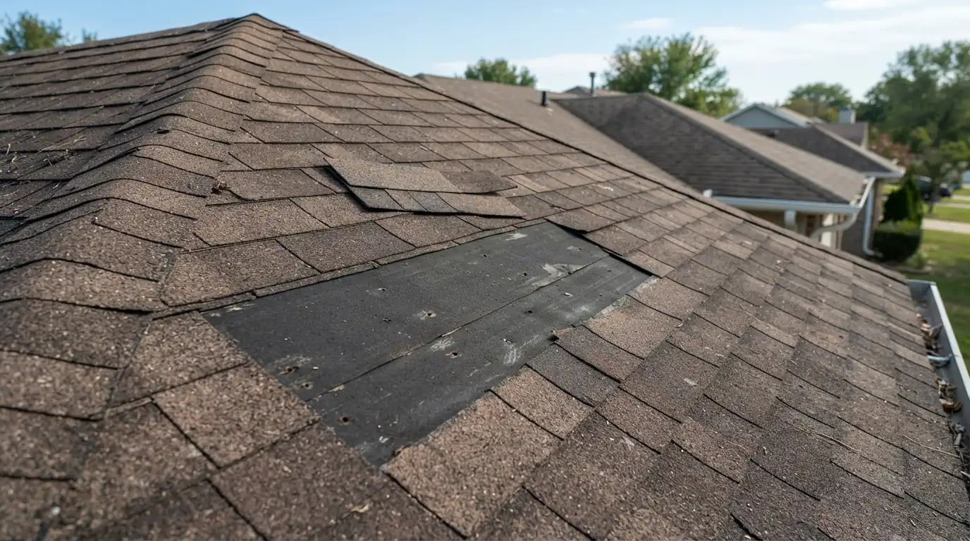 Missing shingles on a San Jose roof