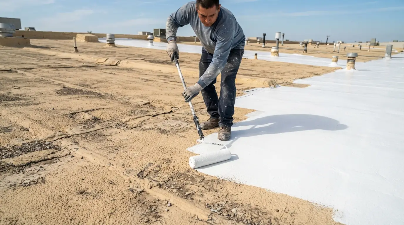 Recoating a worn foam roof in San Jose