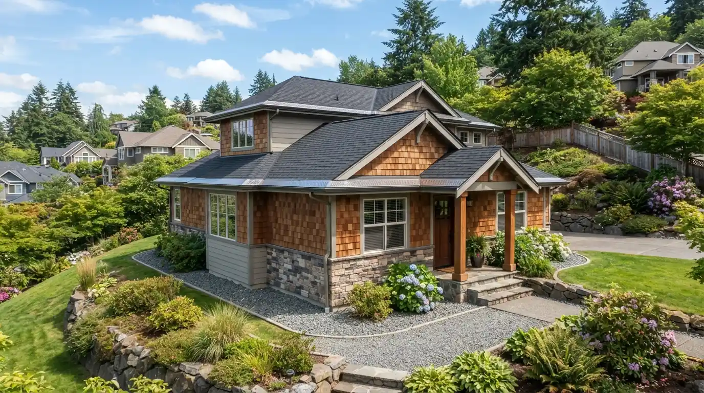 Ember-resistant zone around a hillside home
