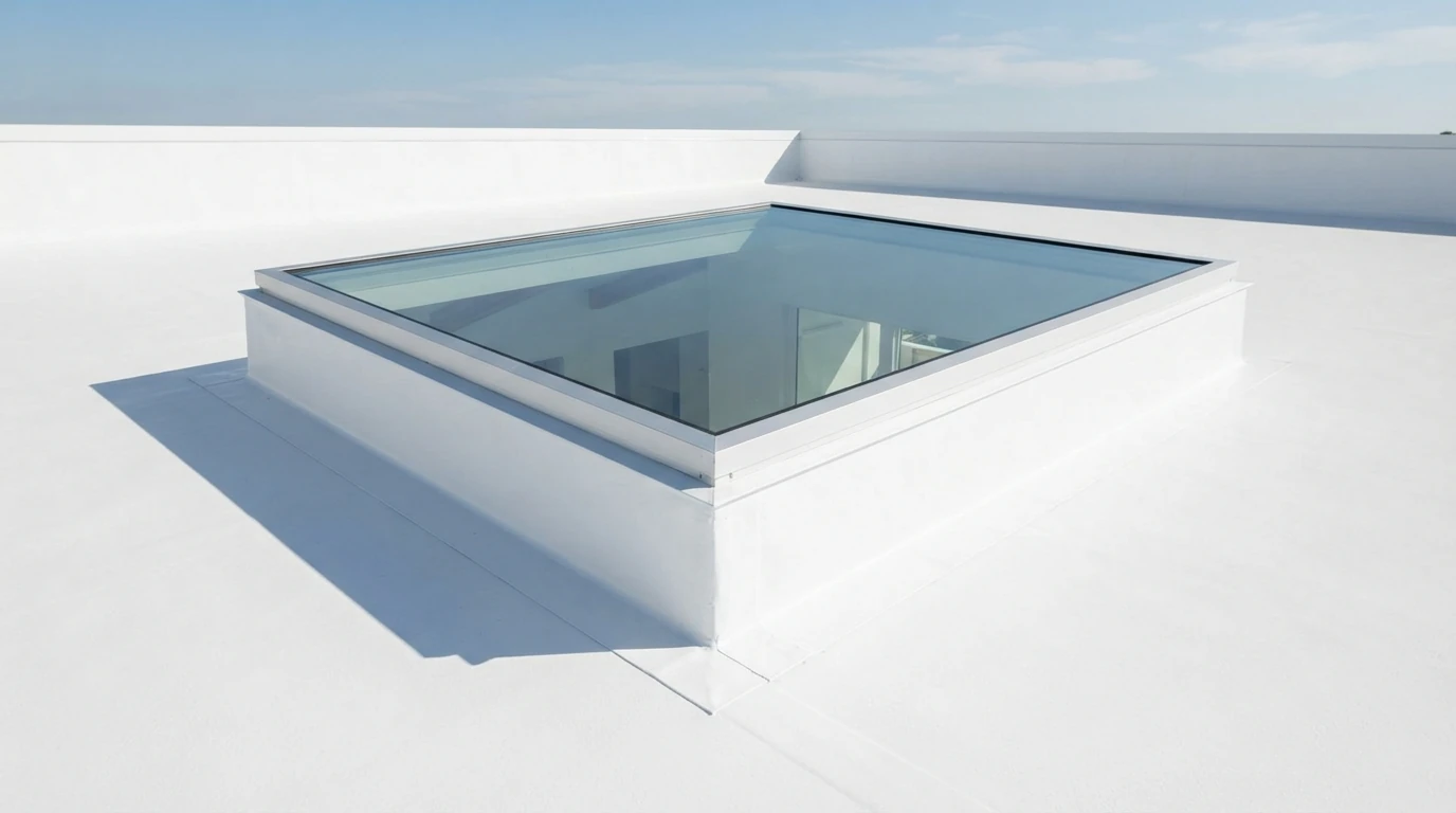 Raised skylight curb on a foam roof
