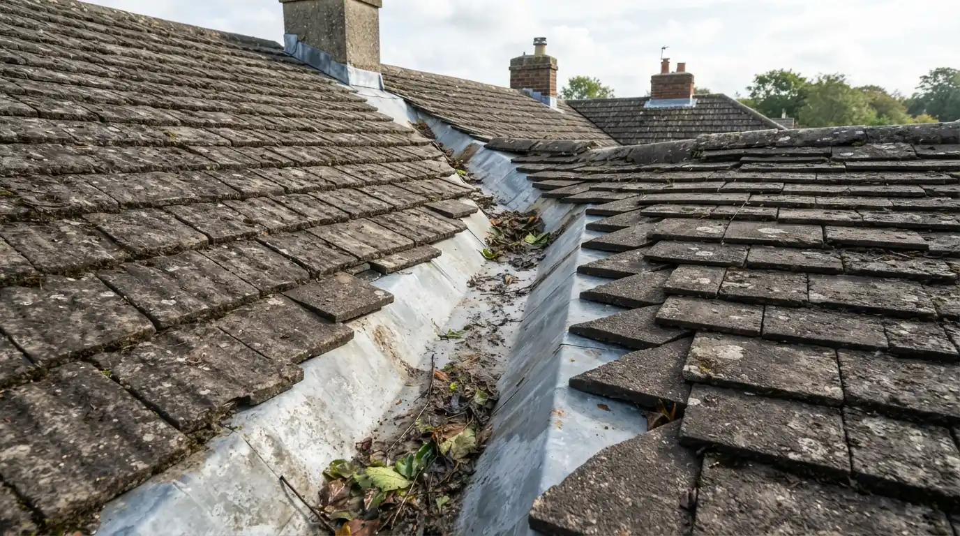 Tile valley being cleared and repaired