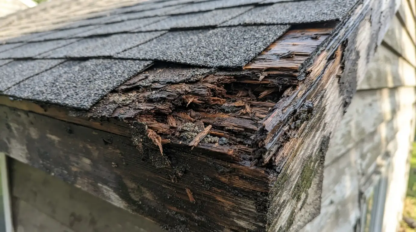 Eave rot under a missing drip edge