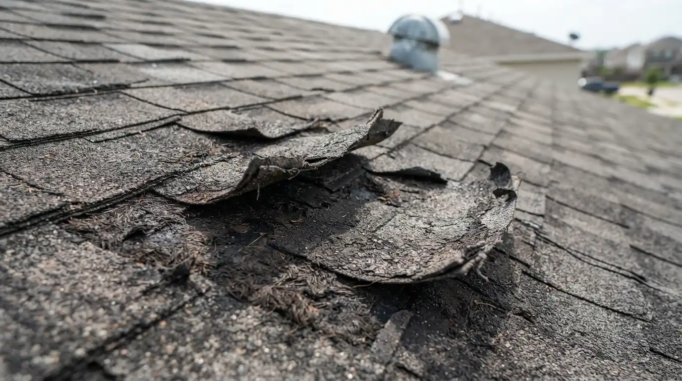 Curling shingles with granule loss