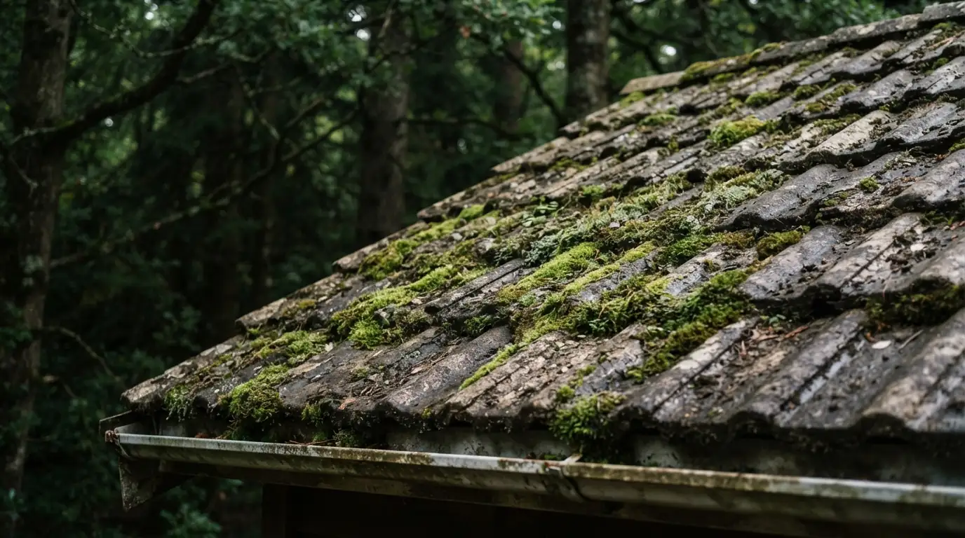 Moss on a shaded San Jose tile roof