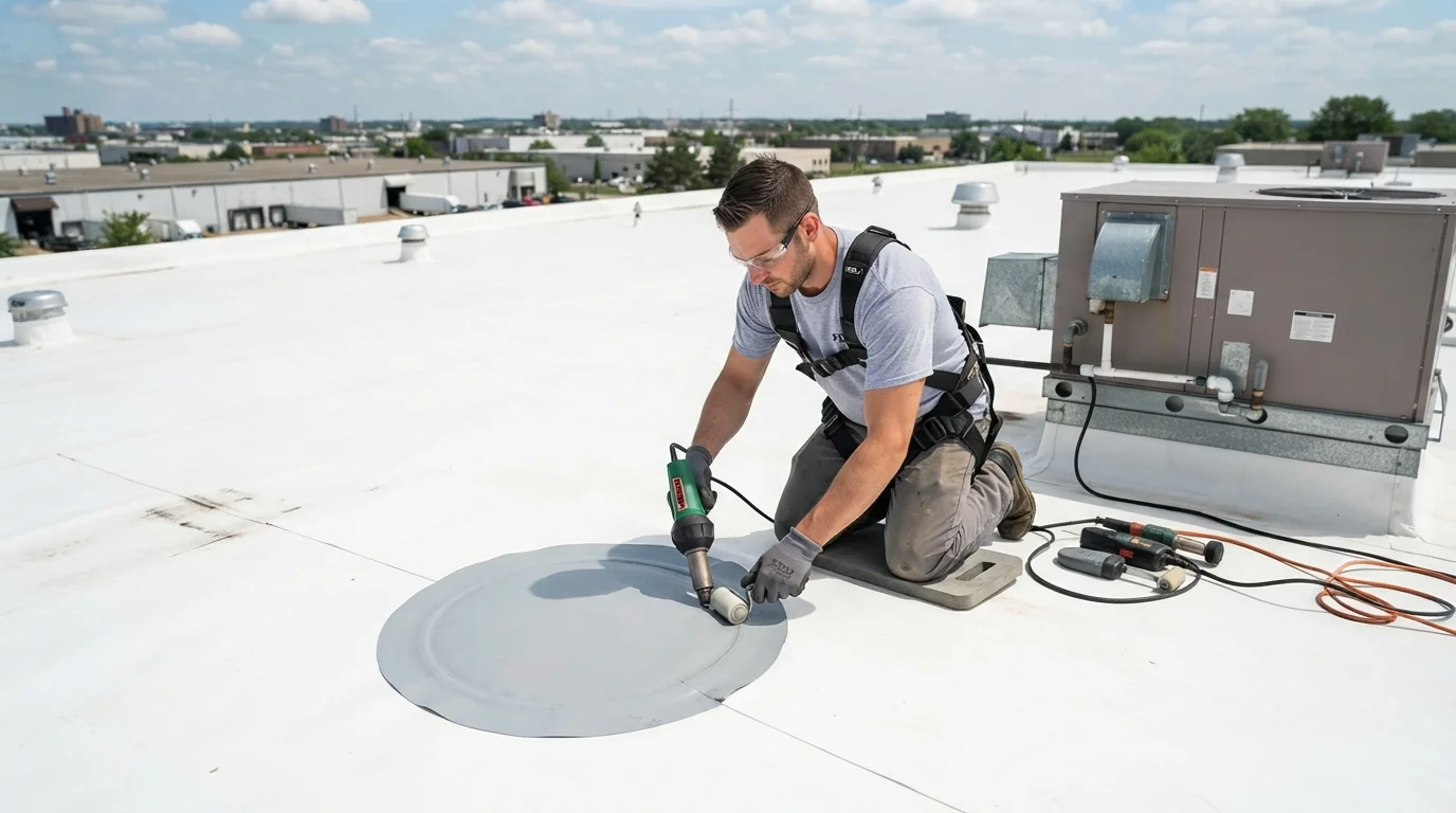 TPO repair on a San Jose commercial roof