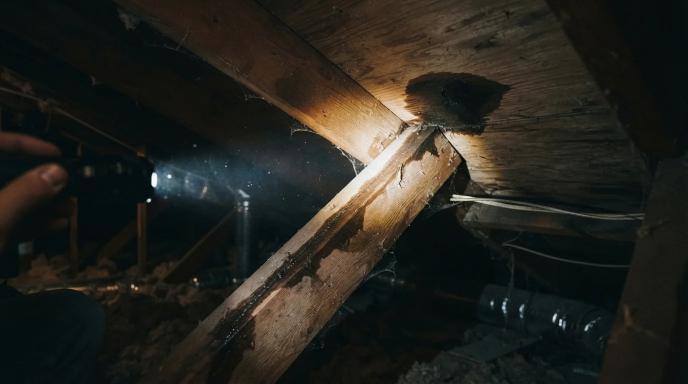 Tracing a roof leak in the attic