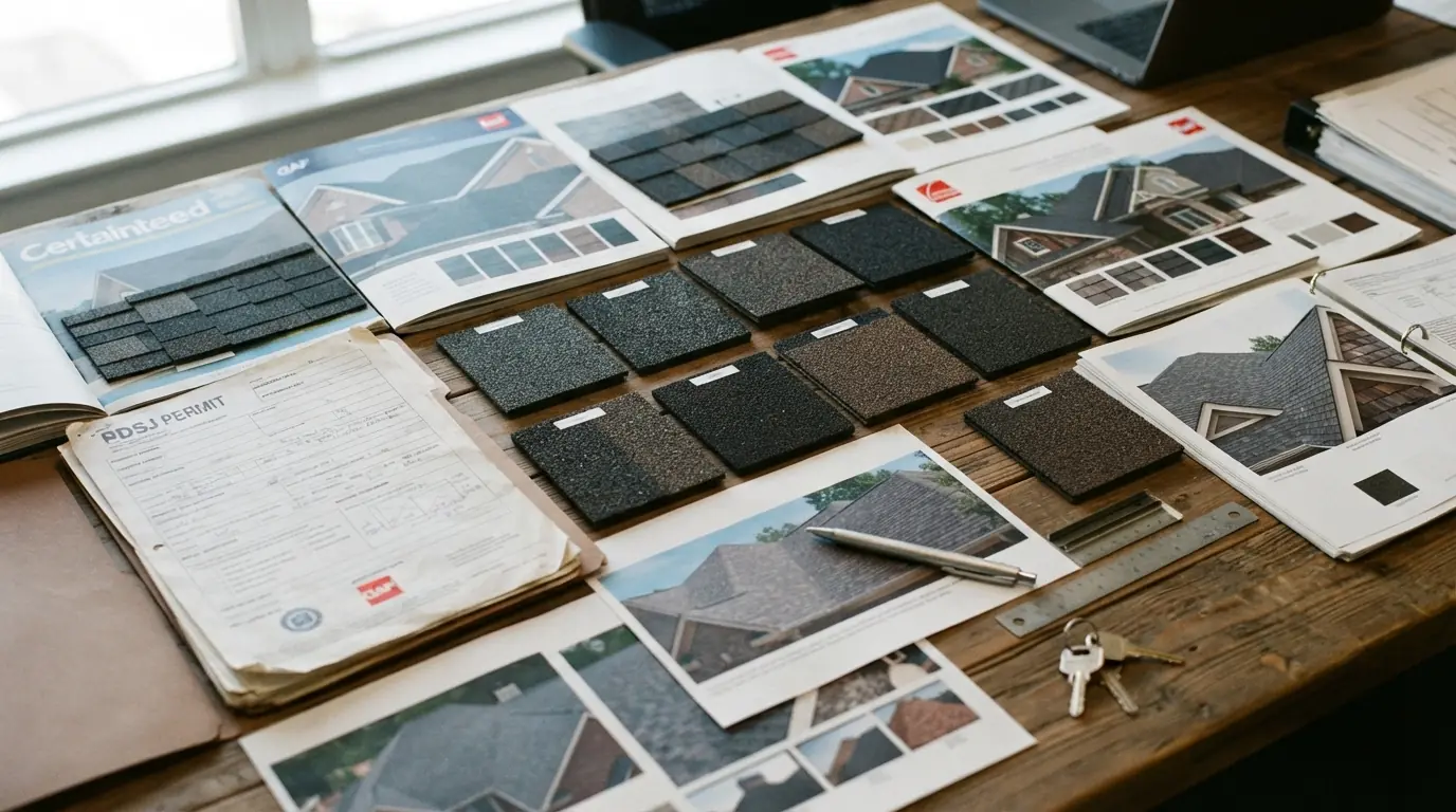 Product specs and photos prepared for a reroof permit