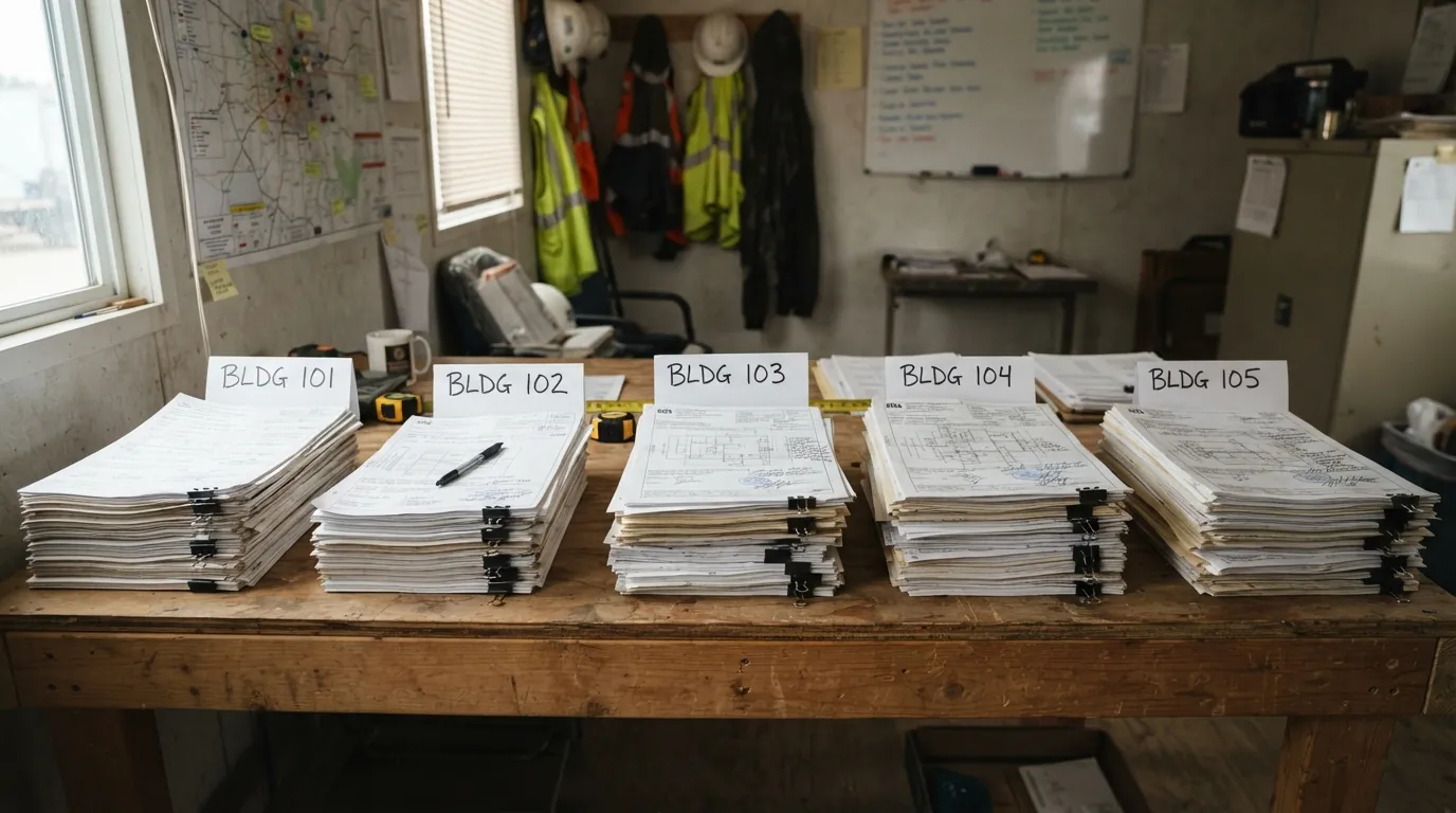 Permits and product sheets organized by building