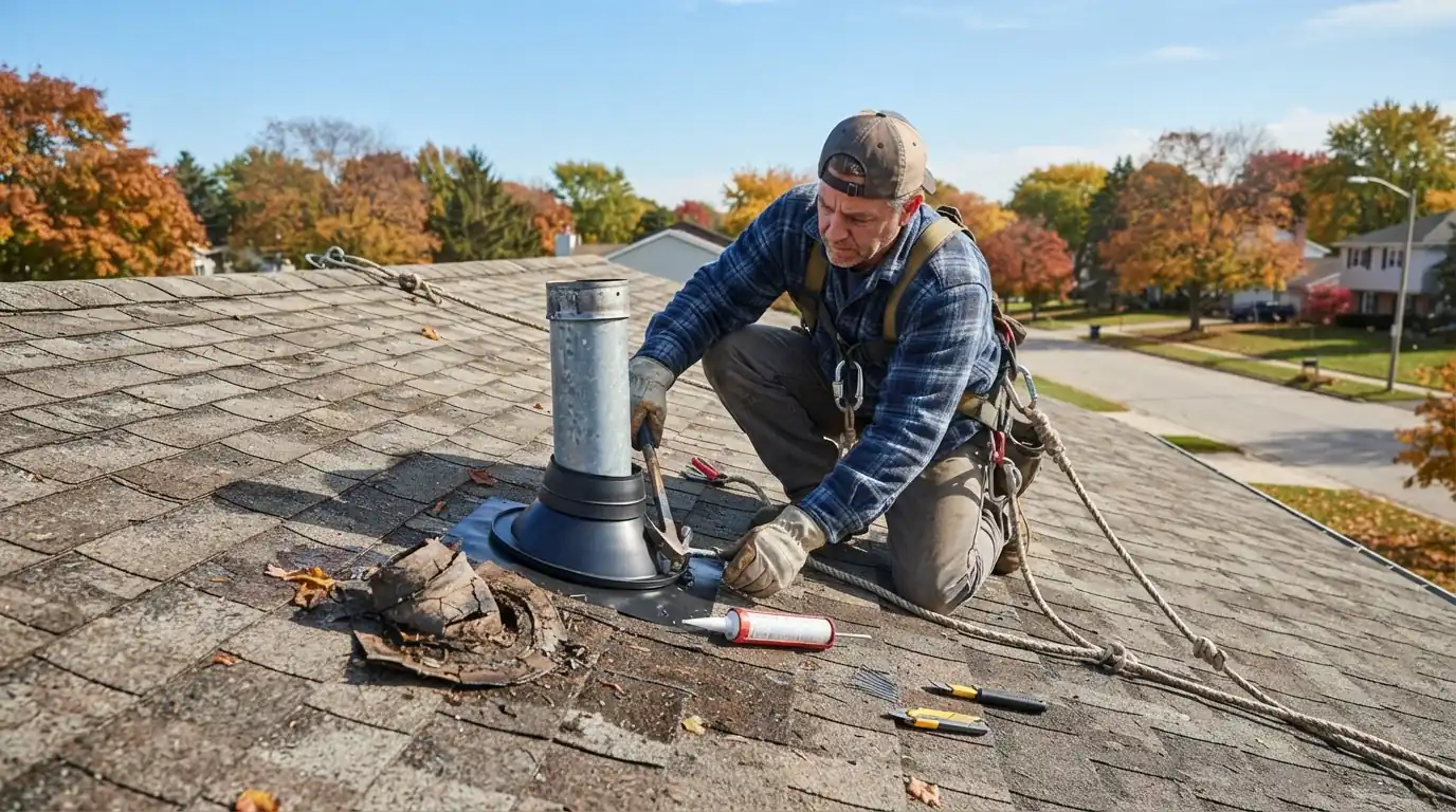 Replacing a cracked pipe boot before the rains
