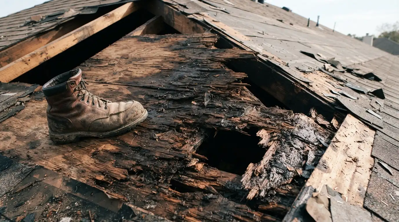 Rotted roof sheathing found in San Jose